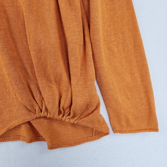 Eileen Fisher Shirt Womens Large Orange Organic Linen Long Sleeve Crew Neck - Picture 3 of 9
